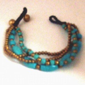 VTG REAL TURQUOIS Beaded Hand Made BRACELET